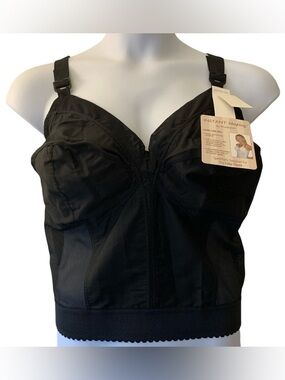 Vintage 48D Plusform Bustier Instant Shaping Lingerie Black Slimming Bra Top